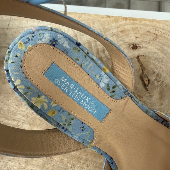 Margaux The City Sandal OTM Blue Floral Satin Over The Moon Elegant Handmade 36 - Picture 10 of 12